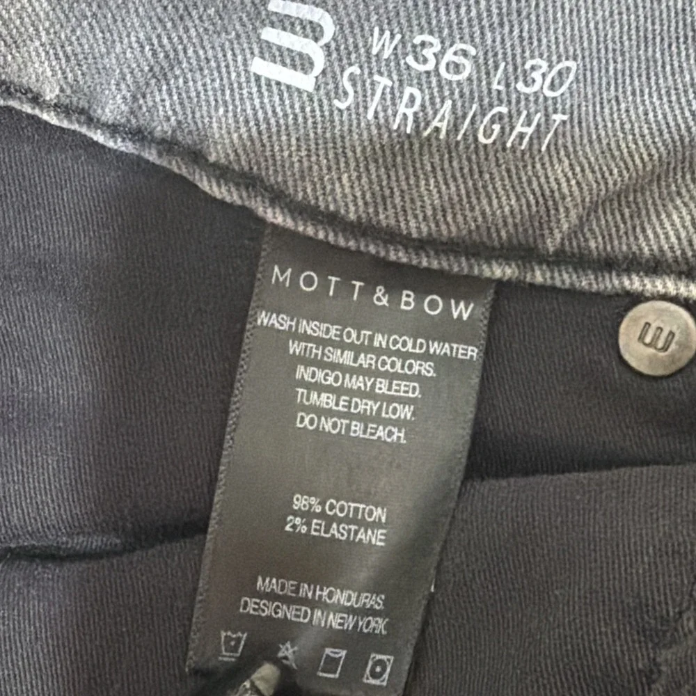 Mott And Bow Jeans Mens 36x30 Mercer Straight Leg Slim Gray Denim